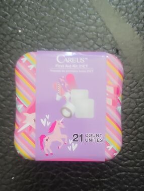 Careus Cute Purple Unicorn Collectable Tin First Aid Kit -  21 Count